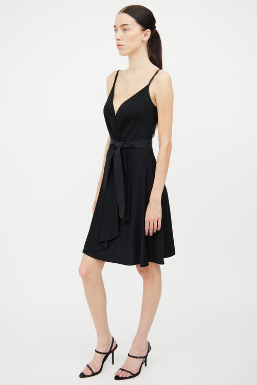 Dolce & Gabbana Black Wrap Pleat Silk Dress