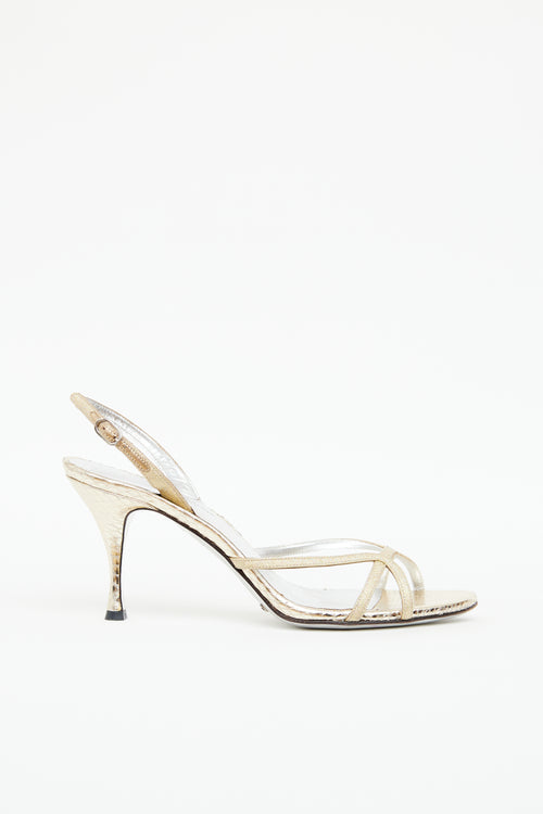 Dolce & Gabbana Gold & Silver Strappy Sandal