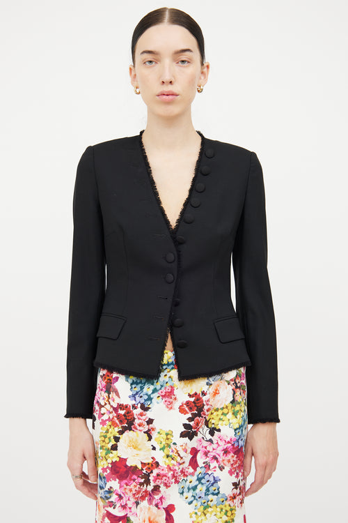 Dolce & Gabbana Black Raw Hem Long Sleeve Blazer