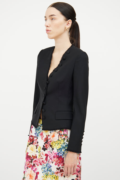 Dolce & Gabbana Black Raw Hem Long Sleeve Blazer