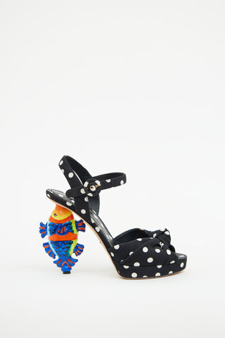 Dolce & Gabbana Black & Multi Tropical Polka Dot Heel