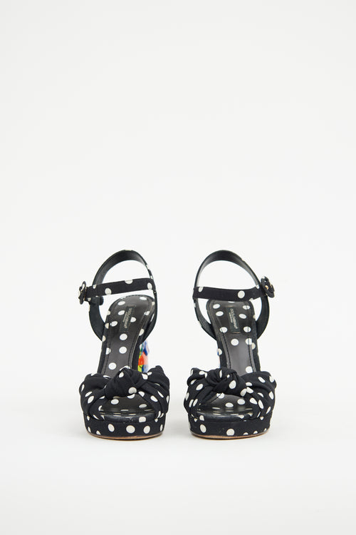 Dolce & Gabbana Black & Multi Tropical Polka Dot Heel