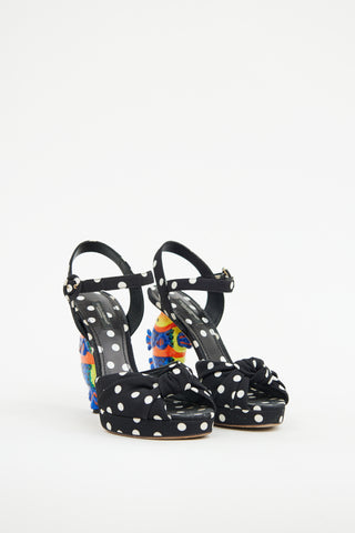 Dolce & Gabbana Black & Multi Tropical Polka Dot Heel