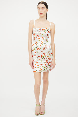 Dolce & Gabbana White Multi Colour Cherry Dress