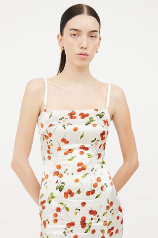 Dolce & Gabbana White Multi Colour Cherry Dress