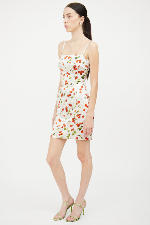 Dolce & Gabbana White Multi Colour Cherry Dress