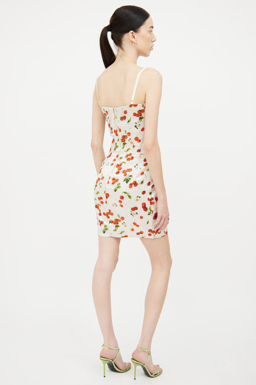 Dolce & Gabbana White Multi Colour Cherry Dress