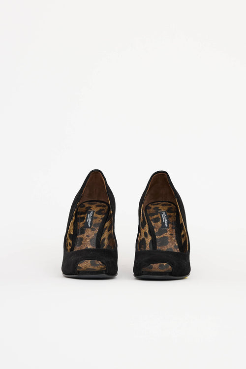 Dolce & Gabanna Suede Peep Toe Heel
