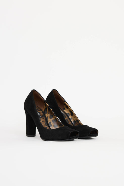 Dolce & Gabanna Suede Peep Toe Heel