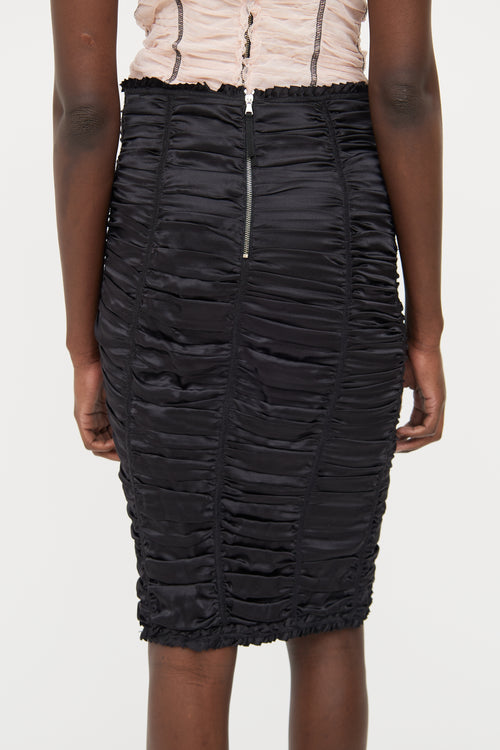 Dolce & Gabbana Black Ruched Silk Skirt