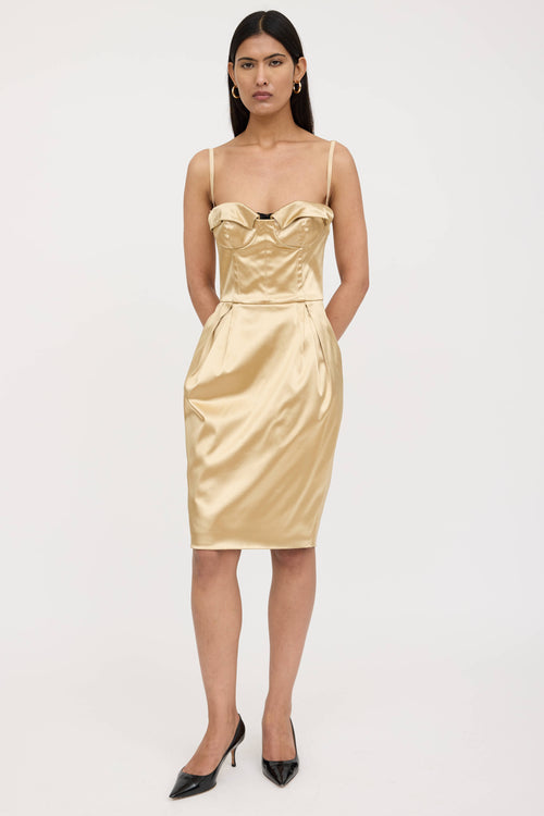 Dolce & Gabbana Metallic Satin Bustier Dress