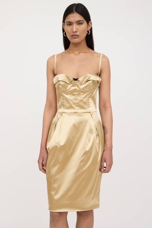 Dolce & Gabbana Metallic Satin Bustier Dress