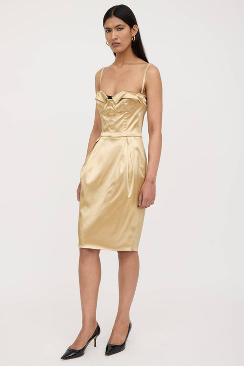 Dolce & Gabbana Metallic Satin Bustier Dress