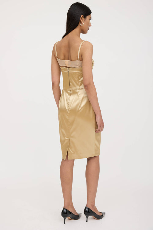 Dolce & Gabbana Metallic Satin Bustier Dress