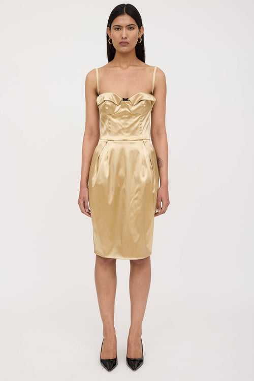 Dolce & Gabbana Metallic Satin Bustier Dress