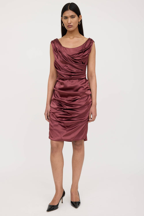 Dolce & Gabbana Silk Ruched Midi Dress