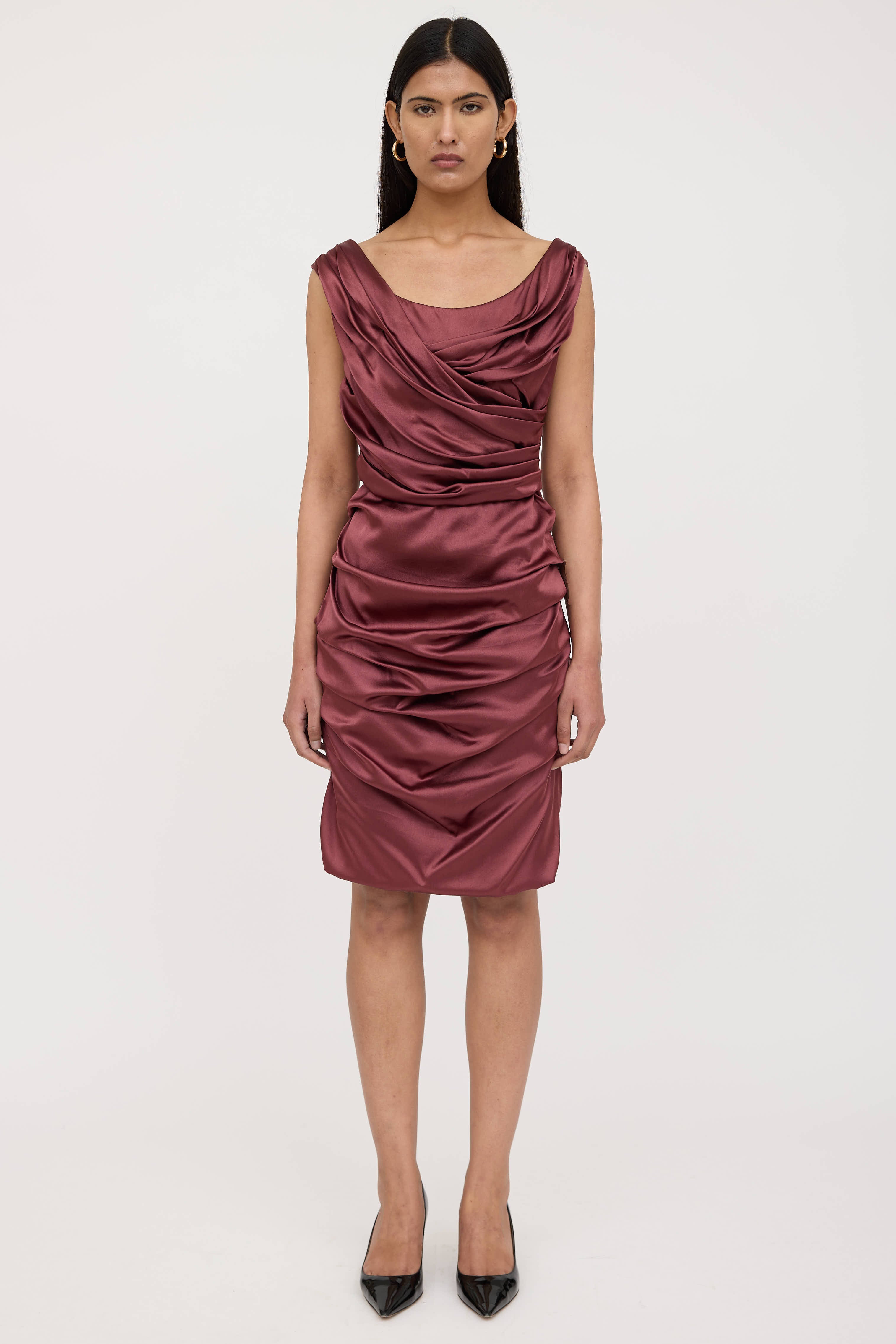 Dolce & Gabbana // Silk Ruched Midi Dress VSP Consignment Dolce & Gabbana // Silk Ruched Midi Dress VSP Consignment