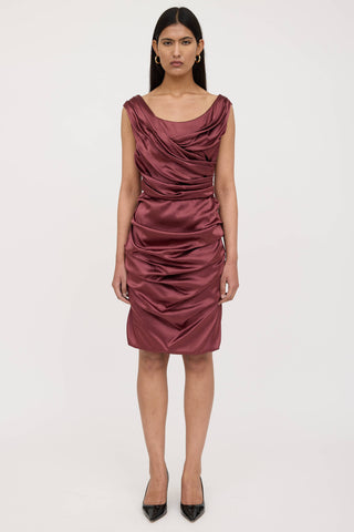 Dolce & Gabbana Silk Ruched Midi Dress