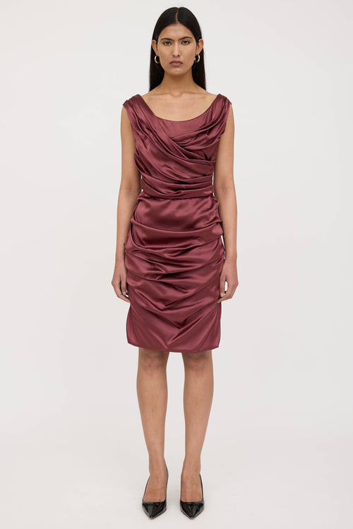 Dolce & Gabbana Silk Ruched Midi Dress