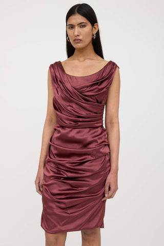Dolce & Gabbana Silk Ruched Midi Dress