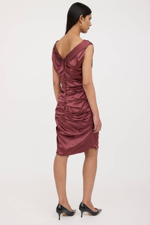 Dolce & Gabbana Silk Ruched Midi Dress