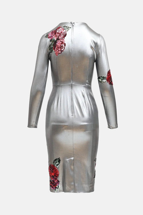 Dolce & Gabbana Silk Floral Sequin Dress