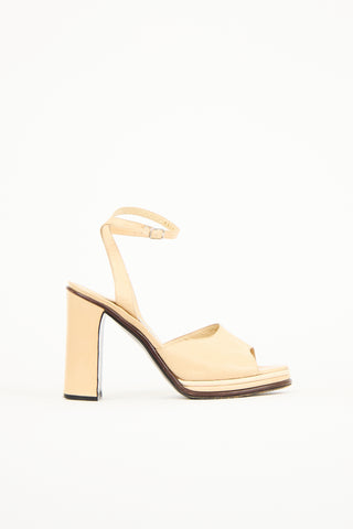 Dolce & Gabbana Beige Leather Block Heel