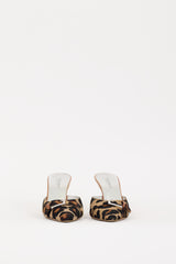 Dolce & Gabbana Black & Brown Printed Hair Heeled Mule