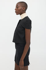 Dolce & Gabbana Black Lace Structured Cap Sleeve Jacket