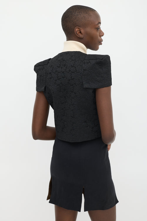 Dolce & Gabbana Black Lace Structured Cap Sleeve Jacket