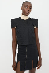 Dolce & Gabbana Black Lace Structured Cap Sleeve Jacket