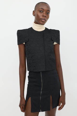 Dolce & Gabbana Black Lace Structured Cap Sleeve Jacket