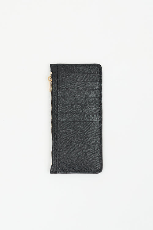 Dolce & Gabbana Black Leather Logo Plaque Zipped Wallet