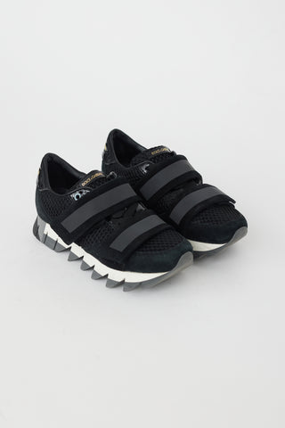 Dolce & Gabbana Black Mesh & Fur Sneaker
