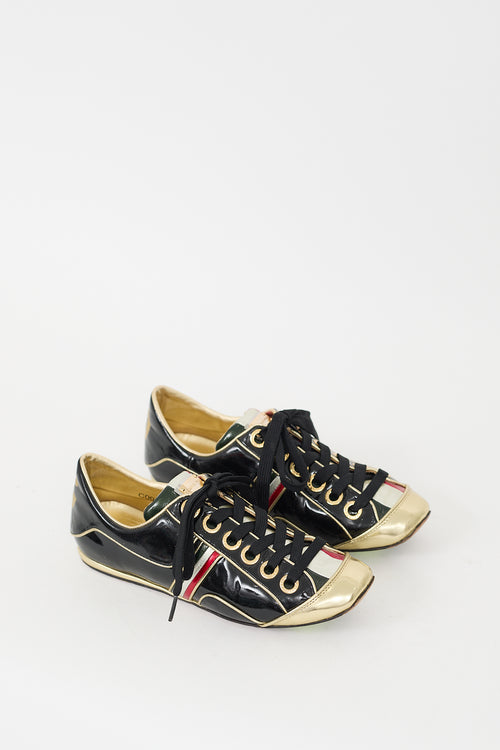 Dolce & Gabbana Black & Multi Patent Leather Sneaker