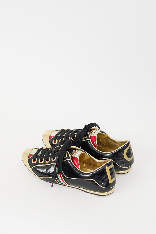 Dolce & Gabbana Black & Multi Patent Leather Sneaker