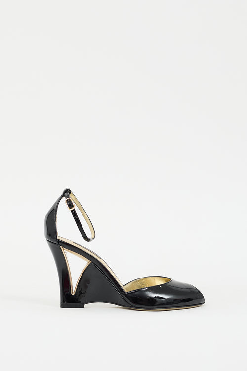 Dolce & Gabbana Black Patent Leather D'Orsay Wedge Heel