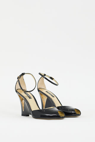 Dolce & Gabbana Black Patent Leather D'Orsay Wedge Heel