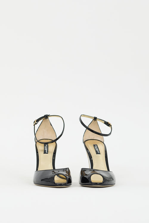 Dolce & Gabbana Black Patent Leather D'Orsay Wedge Heel