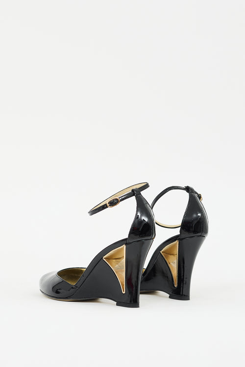 Dolce & Gabbana Black Patent Leather D'Orsay Wedge Heel