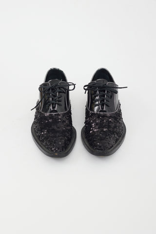 Dolce & Gabbana Black Patent Leather & Sequins Oxford
