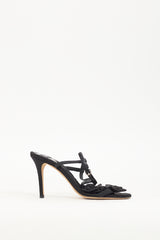 Dolce & Gabbana Black Satin Bow T-Strap Heel