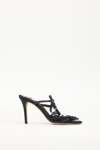 Dolce & Gabbana Black Satin Bow T-Strap Heel