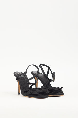 Dolce & Gabbana Black Satin Bow T-Strap Heel