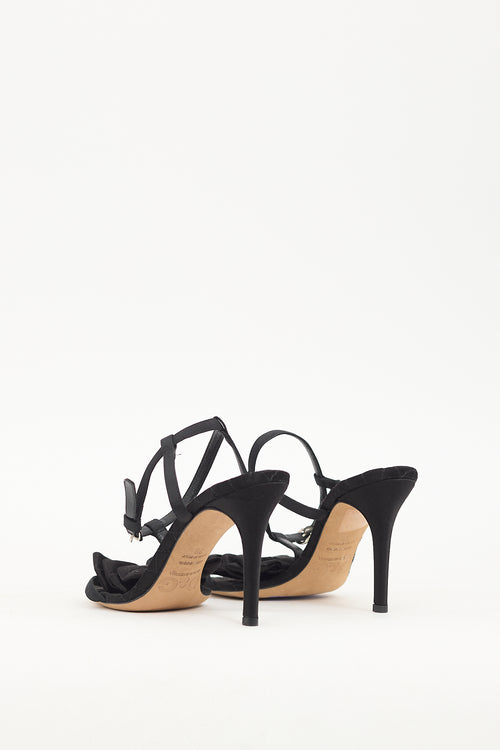 Dolce & Gabbana Black Satin Bow T-Strap Heel