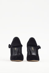 Dolce & Gabbana Black Velvet Crystal Embellished Mary Jane Heel