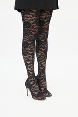 Dolce & Gabbana Black Lace Knee High Boot