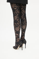 Dolce & Gabbana Black Lace Knee High Boot