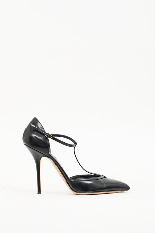 Dolce & Gabbana Black Patent T-Strap Heel