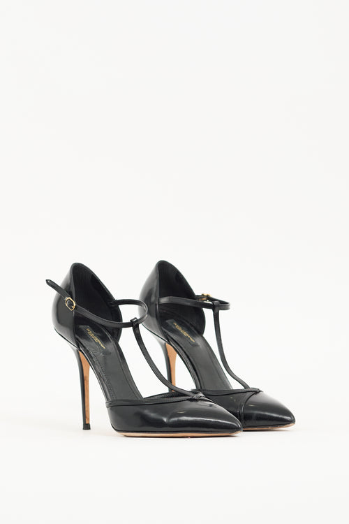 Dolce & Gabbana Black Patent T-Strap Heel